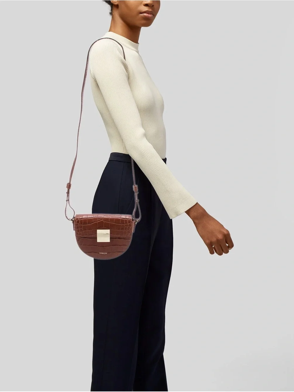 DeMellier Croc-Embossed Crossbody Oslo Mini